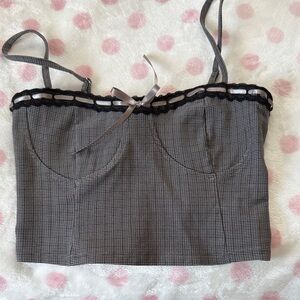 Tilly's Black and Gray Camisole with Lace Trim